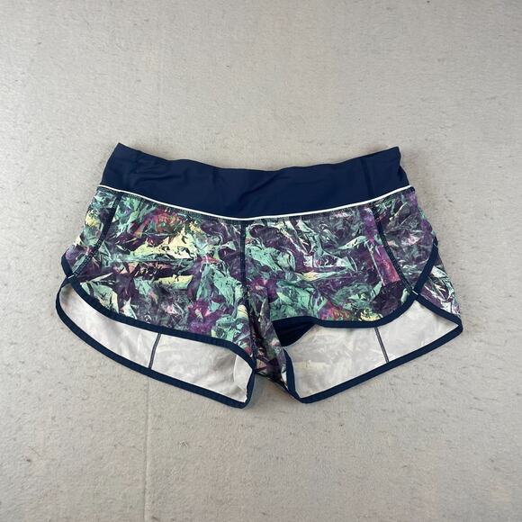 Lululemon Run Speed Womens Sz 8 Shorts Iridescent Multi / Deep Navy - Picture 1 of 7
